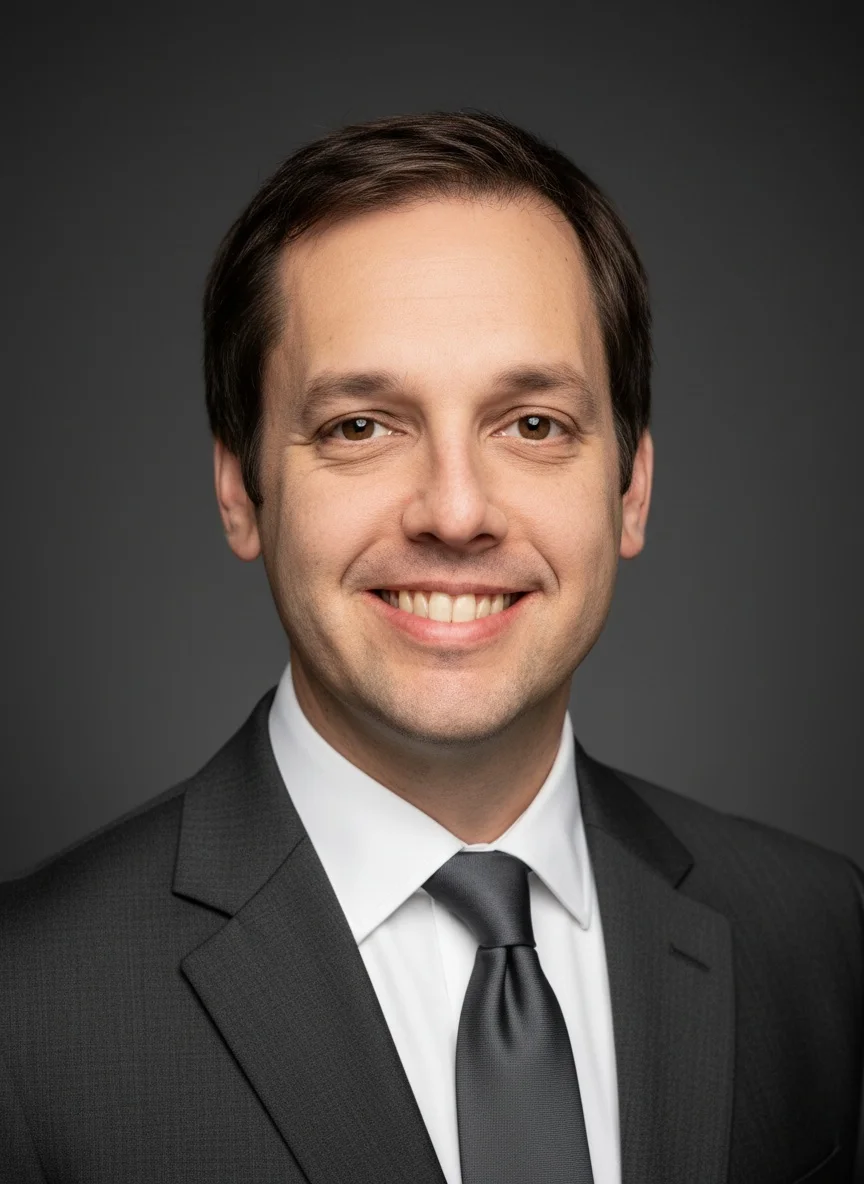 Polished classic corporate business portrait with professional styling