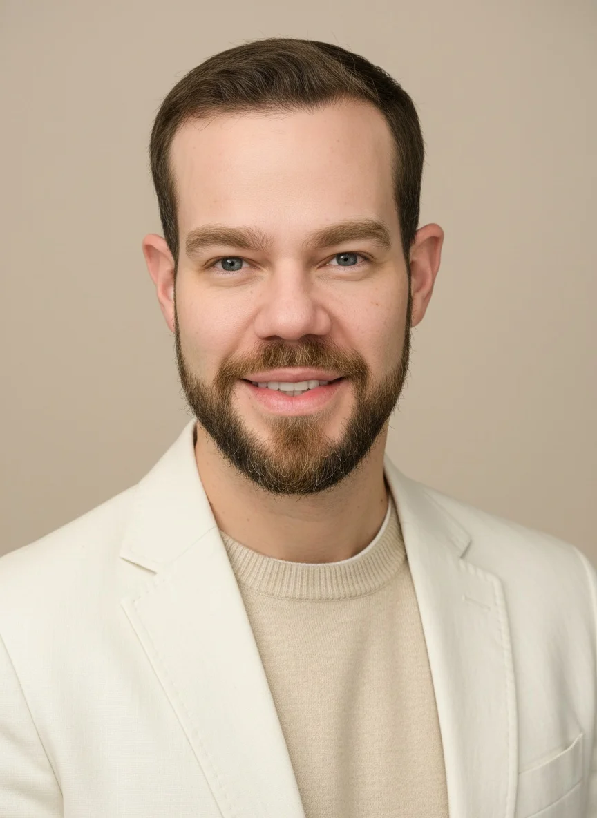 Professional studio corporate portrait with perfect lighting and composition